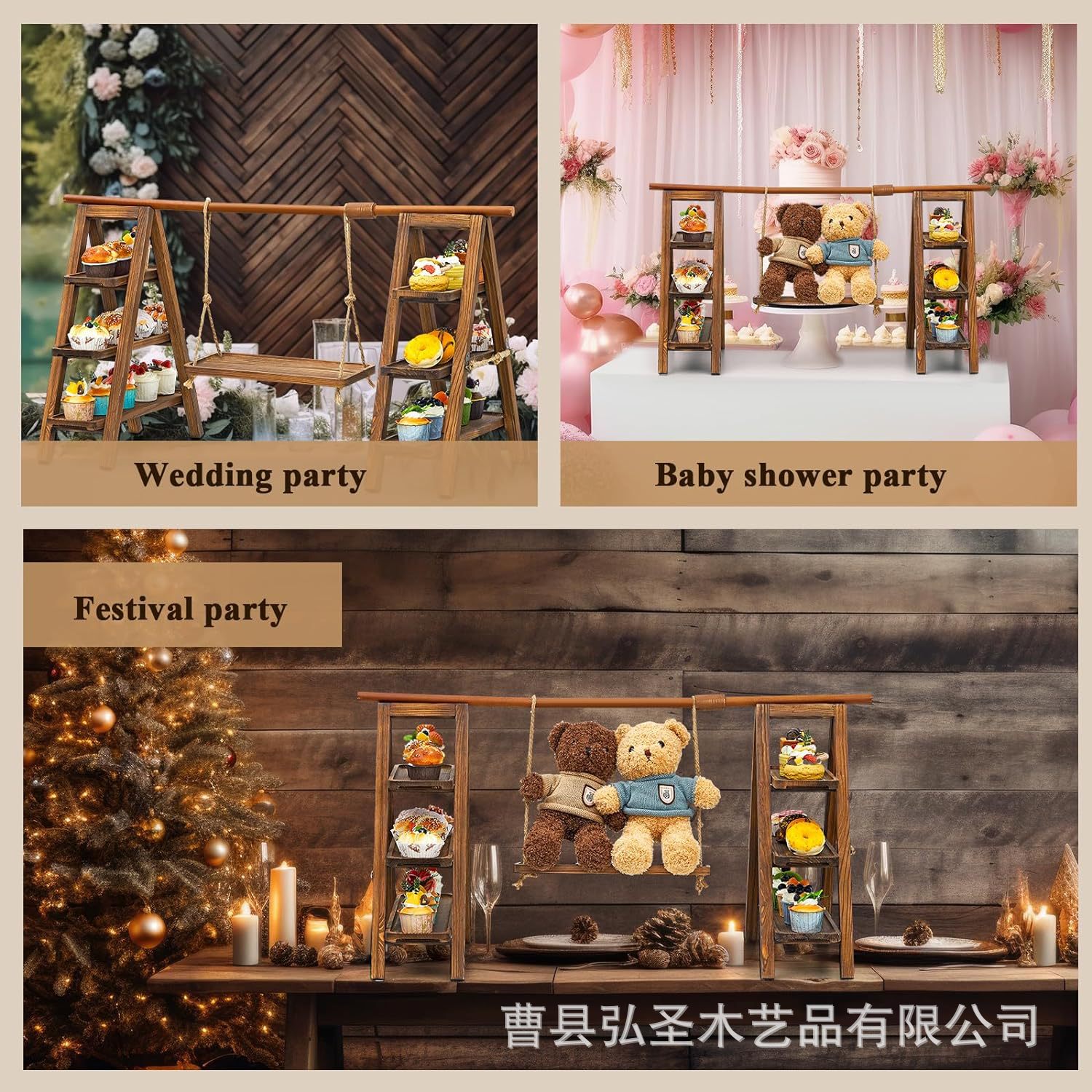 Taza de papel de madera, soporte para pasteles, soporte para exhibición de cupcakes de madera, soporte para exhibición de madera de escritorio, suministro directo de fábrica