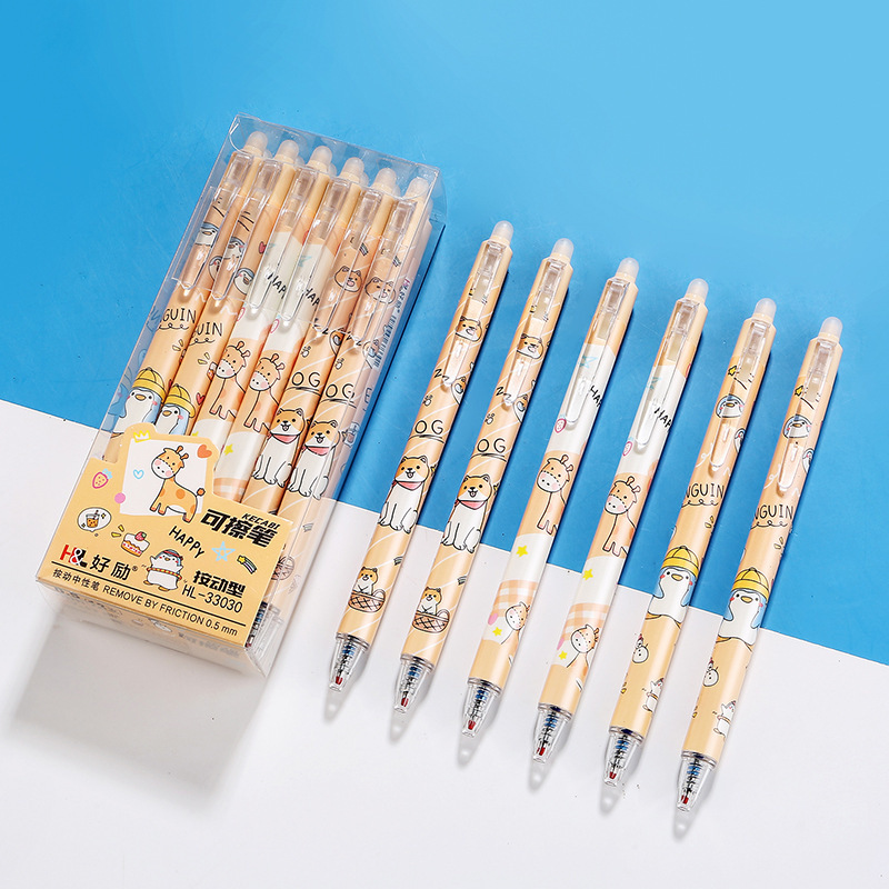 Presione el bolígrafo térmico limpiable de 0.5m cristal azul frotamiento térmico limpiable negro mágico limpiador de bolígrafo negro neutro para estudiantes