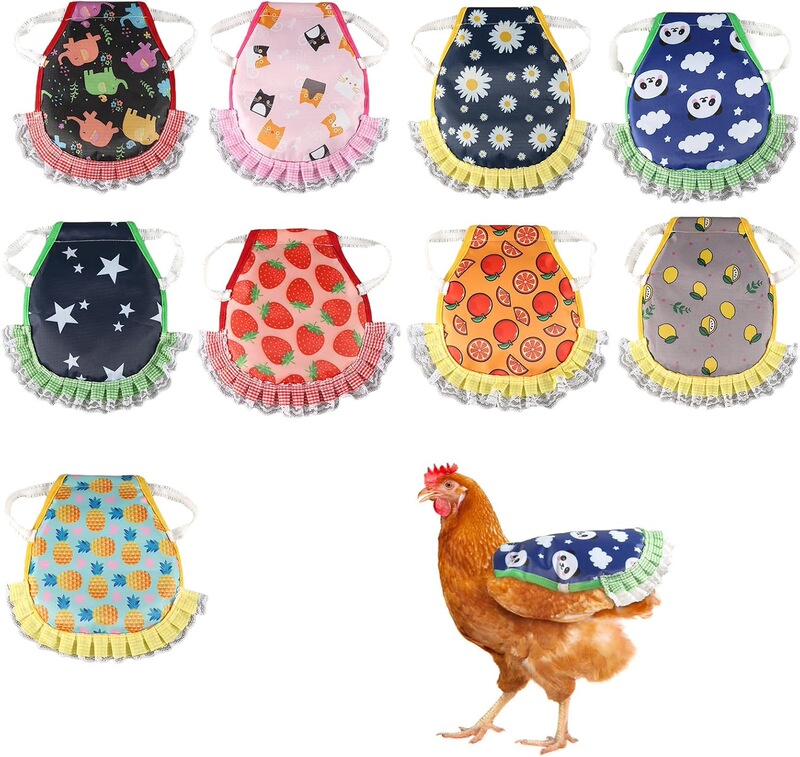 9 pieces of hen saddles, waterproof printed hen aprons, hen vests, jackets, poultry clothing with back feathers 9 pieces of hen saddles, waterproof printed hen aprons, hen vests, jackets, poultry clothing with back feathers