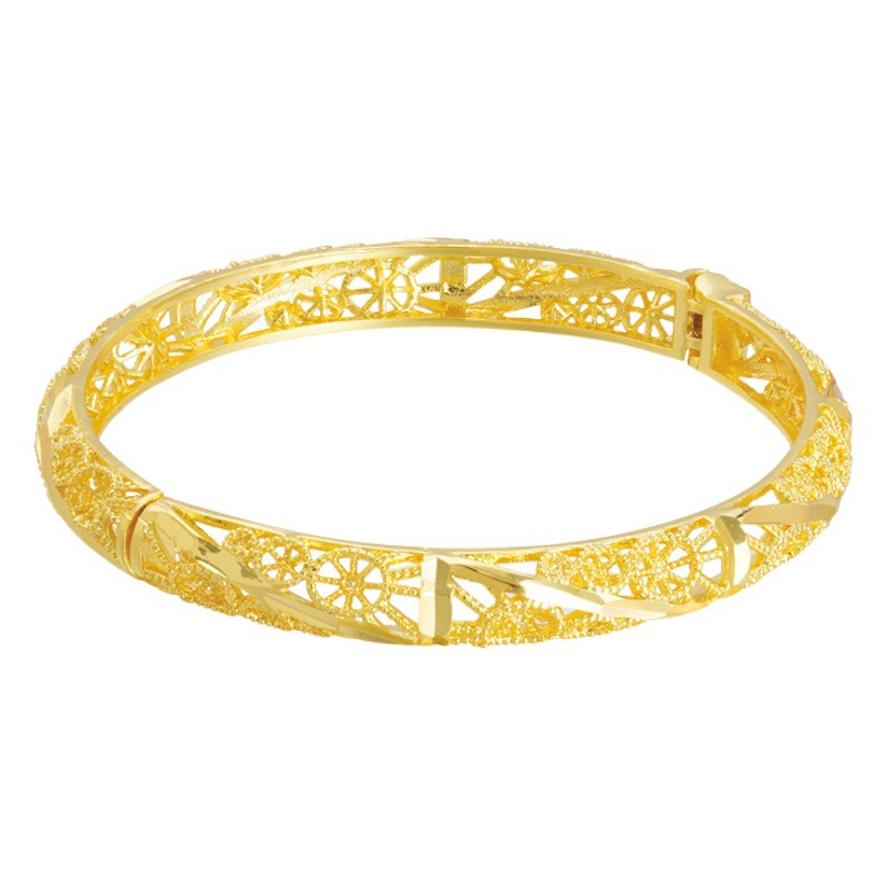 Hueco cloisonne pulsera Vietnam oro hombres y mujeres hebilla pulsera estilo chino imitación oro no desvanecimiento fábrica suministro al por mayor