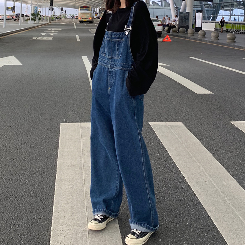 Plus Size Fat Girl mm Loose Overalls Women's Spring & Fall 2025 New Korean Style Slimming Look Wide Leg Straight Jumpsuit Trendy