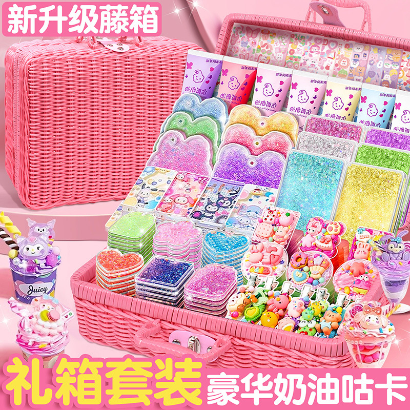 Cremada pegamento de arena flotante tarjetas de lujo para niñas juguetes de regalo de Año Nuevo para niños materiales de regalo de cumpleaños arena flotante