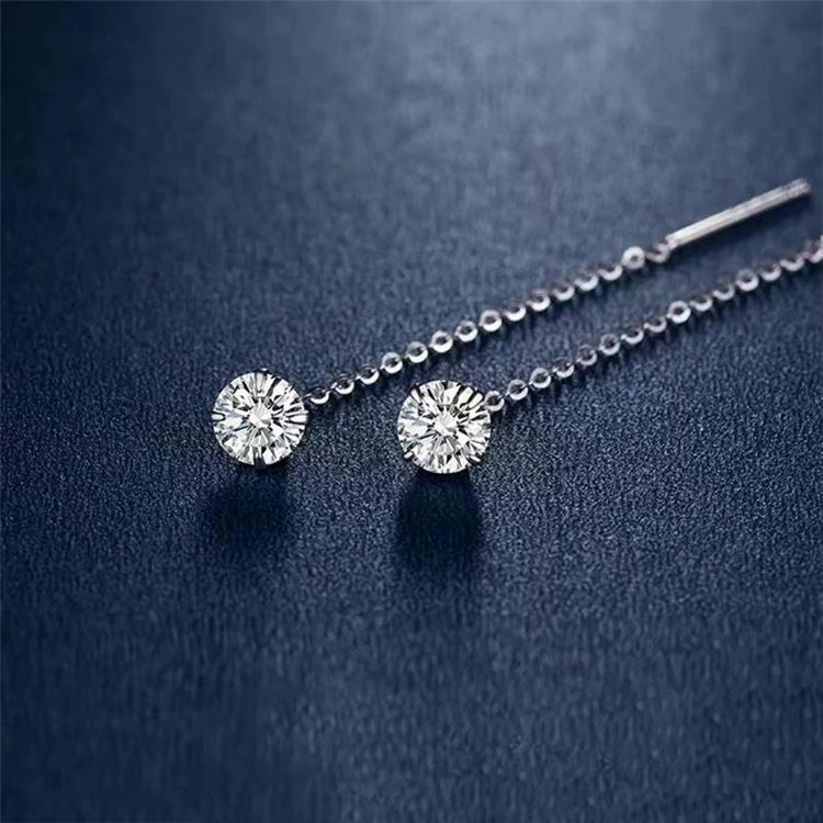 Серебряная игла, серьги, цирконий, образец серебро 925