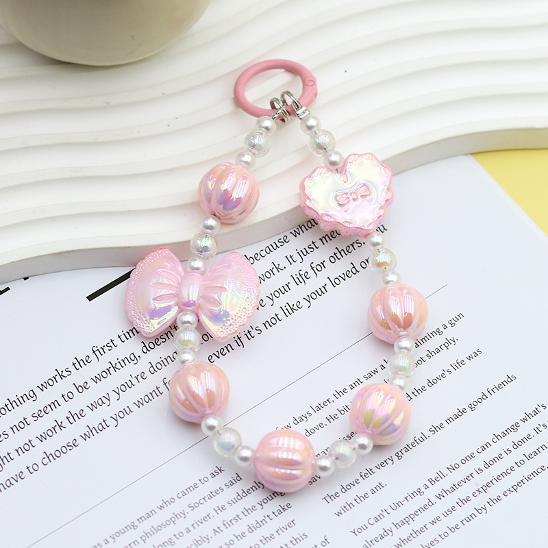 Nuevo colgante de cadena de teléfonos móviles de dibujos animados palomitas de maíz colgante de llavero creativo colgante de bolsas de perlas pintadas a mano