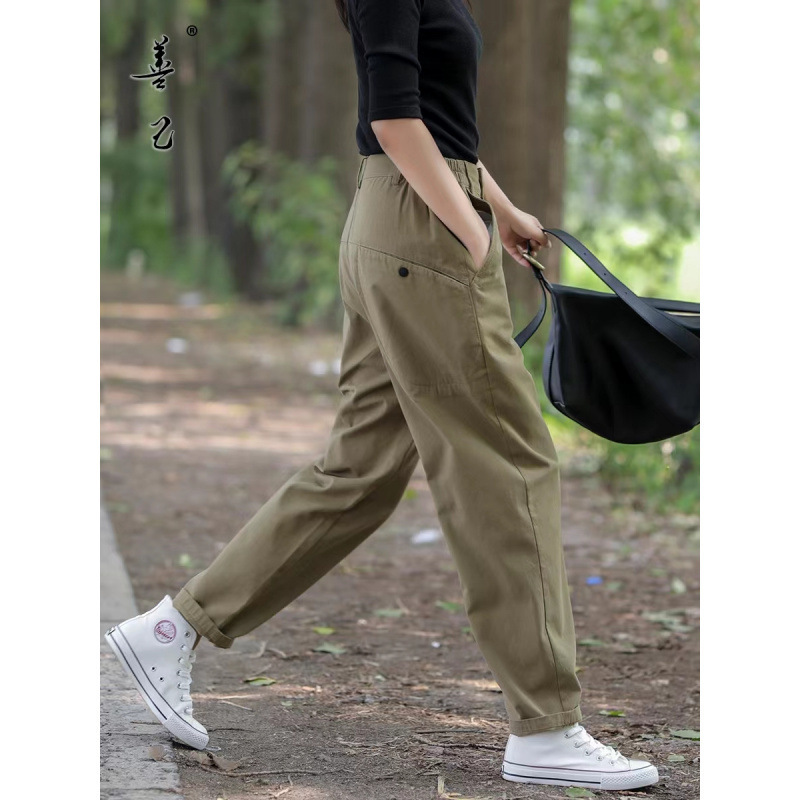 [Hot Sale] Cotton Casual Pants Radish Pants Trousers Harlan Pants Women's Spring and Summer Nine-point Workwear Pants All-match Show