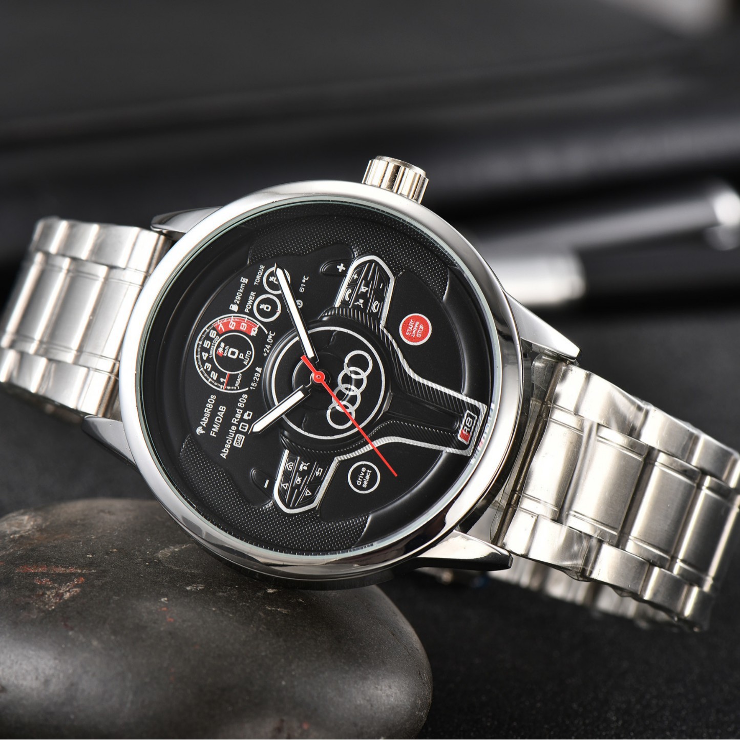 2023 Aliexpress Wish Cross-Border Model Audi Car Steering Wheel Fashion Watch Source Factory Dropshipping