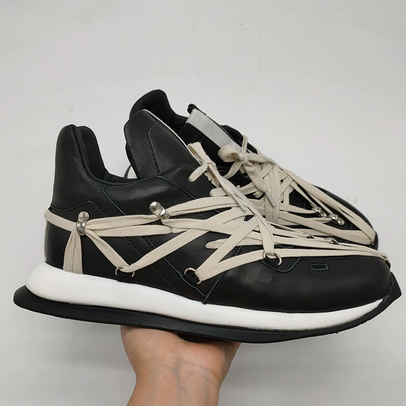 Sports leather high low casual footwear for leisure, fashionable sneakers