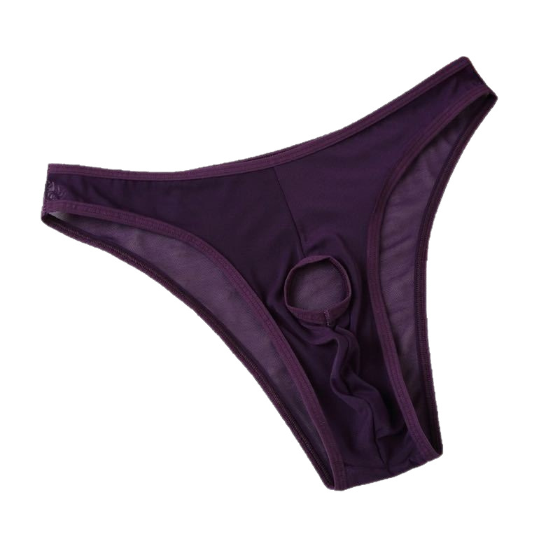 Ropa interior sexy para hombre, ropa interior transparente sexy, malla de alta elasticidad, ropa interior triangular con aberturas, pantalones tipo T, tanga