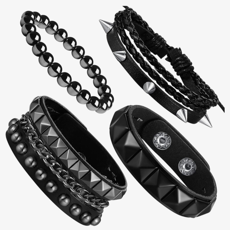 Multi-layer Rivet Bracelet For Men Punk Style Hip-hop Wristband_voghion.com