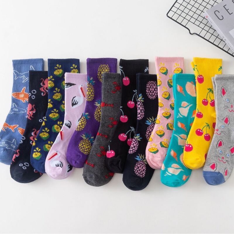 Spot Amazon AliExpress new happy socks colorful fruit series personalized fashion socks manufacturers