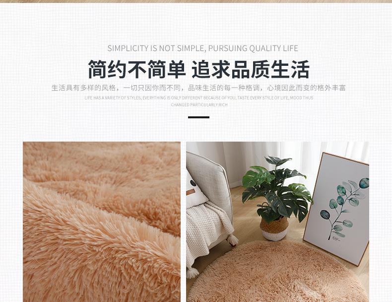 圆形丝毛地毯,毛绒地毯,长毛地毯,长毛绒地毯,客厅地垫,跨境地毯
