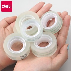 Deli transparent tape small roll strips for students with 12mm thin strong high viscosity cutter office trumpet wholesale