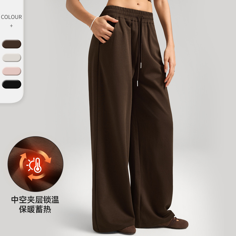Women's autumn and winter warm, heat-retaining, breathable, casual, versatile long pants with a cotton-like feel, suitable for fitness, high-waisted, wide-leg style, 62343 Women's autumn and winter warm, heat-retaining, breathable, casual, versatile long pants with a cotton-like feel, suitable for fitness, high-waisted, wide-leg style, 62343