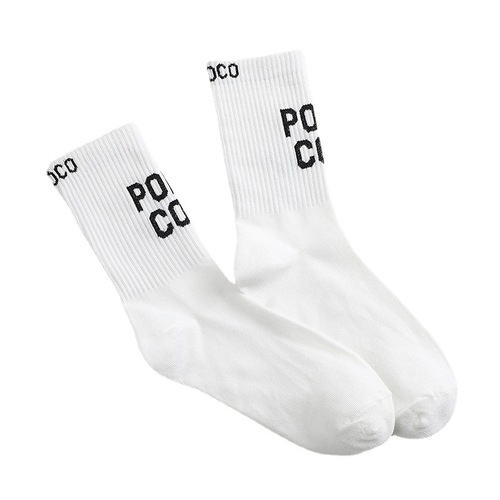 Trendy letter black and white mid-calf men's socks Street style sports socks high-top breathable not stuffy feet long socks