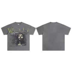 2025 New Trendy Vale Short-Sleeve Valley Dream Loose T-Shirt with Washed and Distressed Effect for Cross-Border Trade