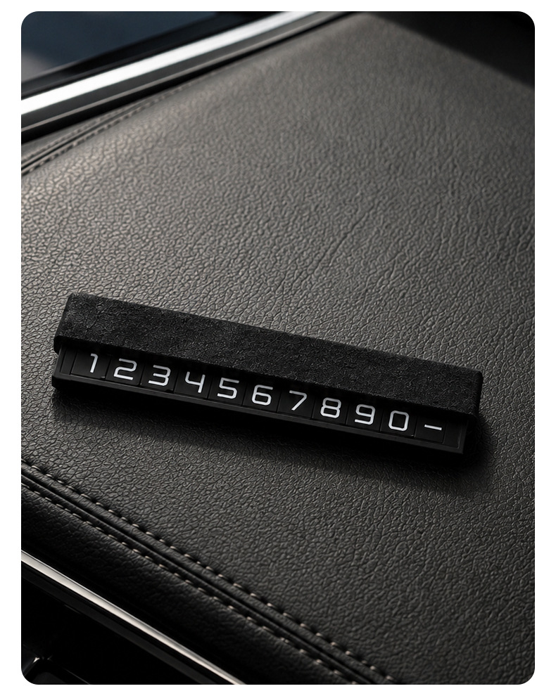 Creative Temporary Parking Number Plate for Cars, with Hidden Phone Number for Moving Vehicles, High-End Suede Alcantara