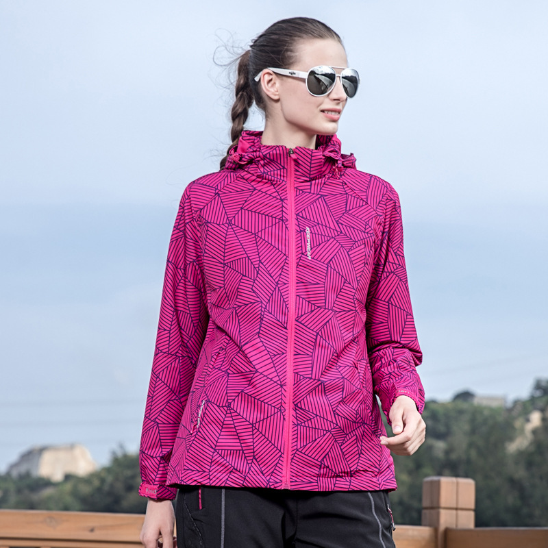 Primavera y otoño Camuflaje de vestir delgado hombre y mujer de una sola capa elástica de montaña deportiva casual chaqueta de abrigo