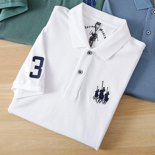Pure Cotton Short-Sleeved Polo Shirt for Men in Summer, Breathable and Thin Pique Cotton Versatile Casual Lapel Half-Sleeved T-Shirt for Men P8392