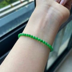 ビルマ翡翠アイスワックスサマーグリーンブレスレットキビビーズブレスレット本物のスターホットスタイルフルグリーンラウンドビーズブレスレット