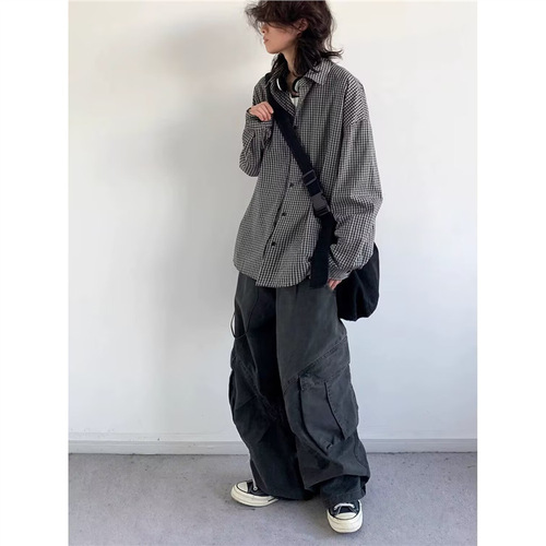 Vintage American Checkered Long-Sleeve Shirt for Men and Women, Summer Relaxed Style Loose Casual Couple's Checkered Shirt Jacket