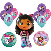 新品盖比的娃娃屋铝膜气球Gabby’sDollhouse乳胶装饰可爱卡通