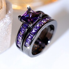 速卖通shein新款正方形两件套戒指简约个性小众轻奢优雅情侣对戒