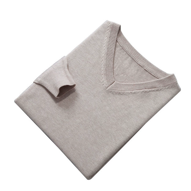 Men's demi-season sweater, base knitted woolen long-sleeve, V-neckline, plus size