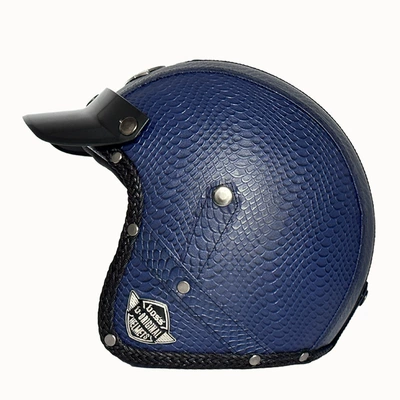 Helmet, Motosiklet kaskı (dəbilqə) - blue-fish-pattern-m