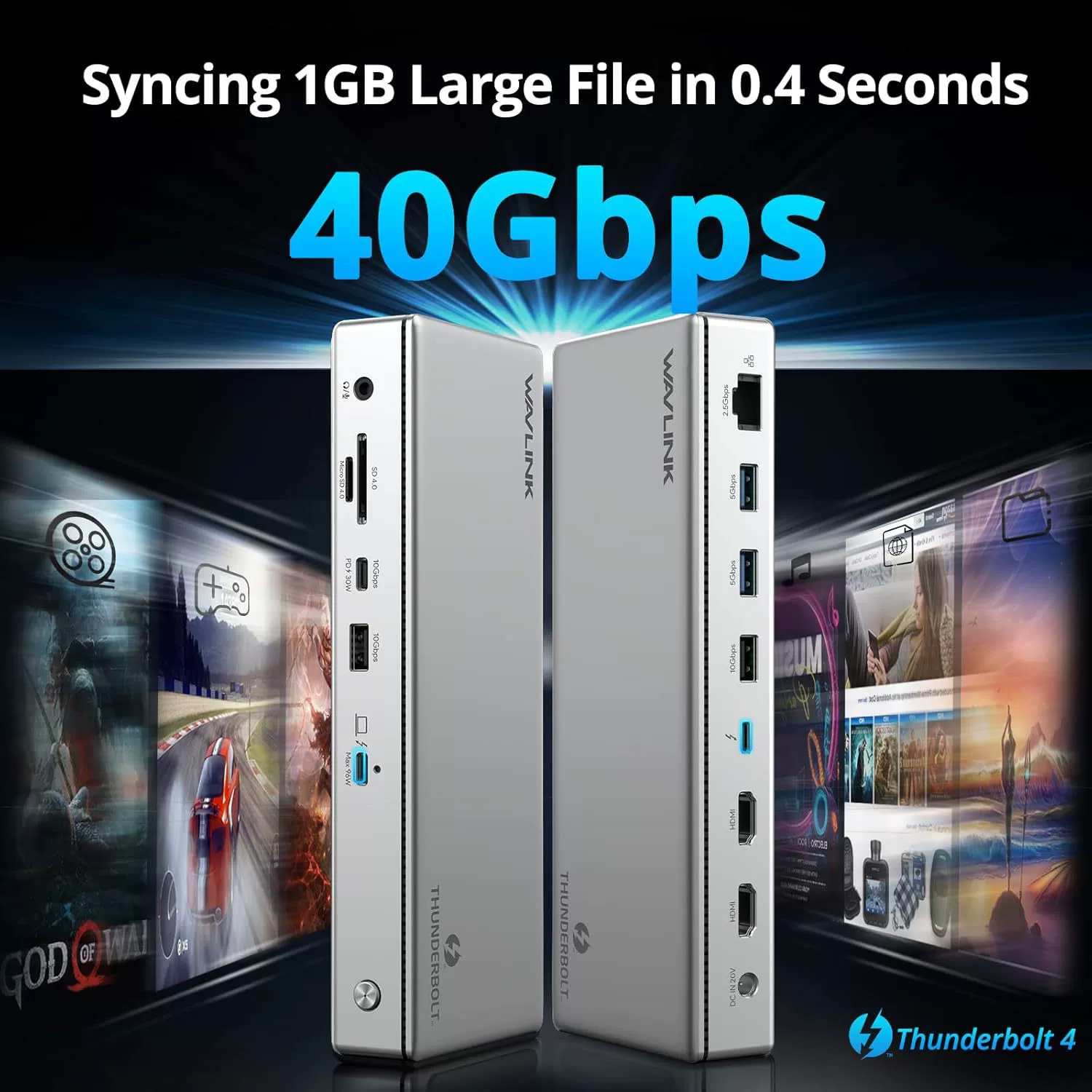 WAVLINK 13 в 1 Thunderbolt 4 концентратор двойной монитор один 8K выход 96W зарядка