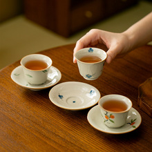 草木灰手绘陶瓷主人杯手工品茗杯带碟泡品茗杯用品茶茶室茶艺展示
