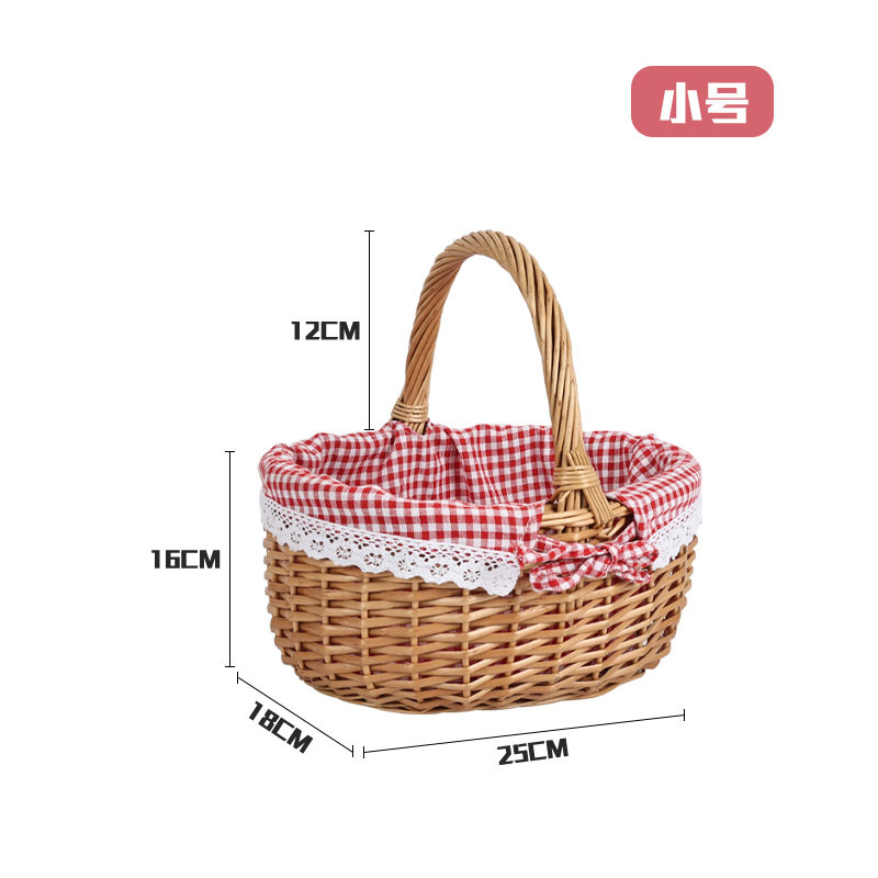 Cesta de huevos de mimbre cesta de verduras cesta de almacenamiento portátil cesta de regalo de fruta de huevo pastoral gran tamaño pequeño cesta de picnic