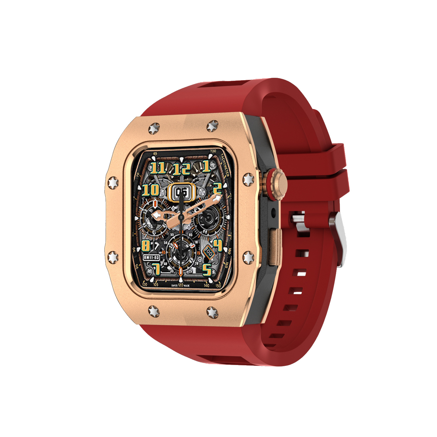 Adecuado para Apple Watch modificación Shell Apple reloj protector Shell integrado Correa armadura caja de metal 44/45