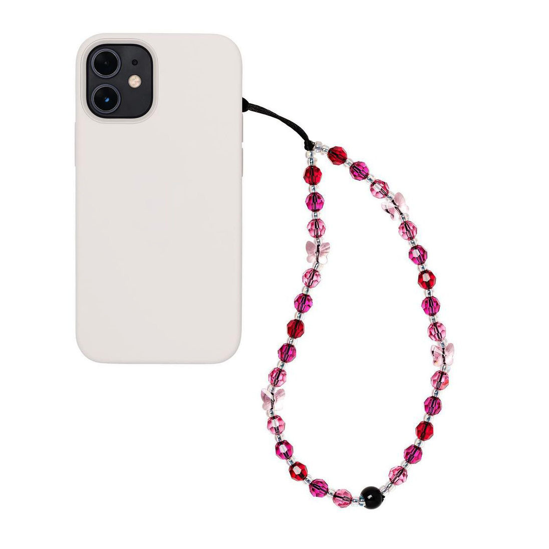 KKBAED Japanese and Korean style portable glass crystal butterfly phone charm DIY handmade beaded rope