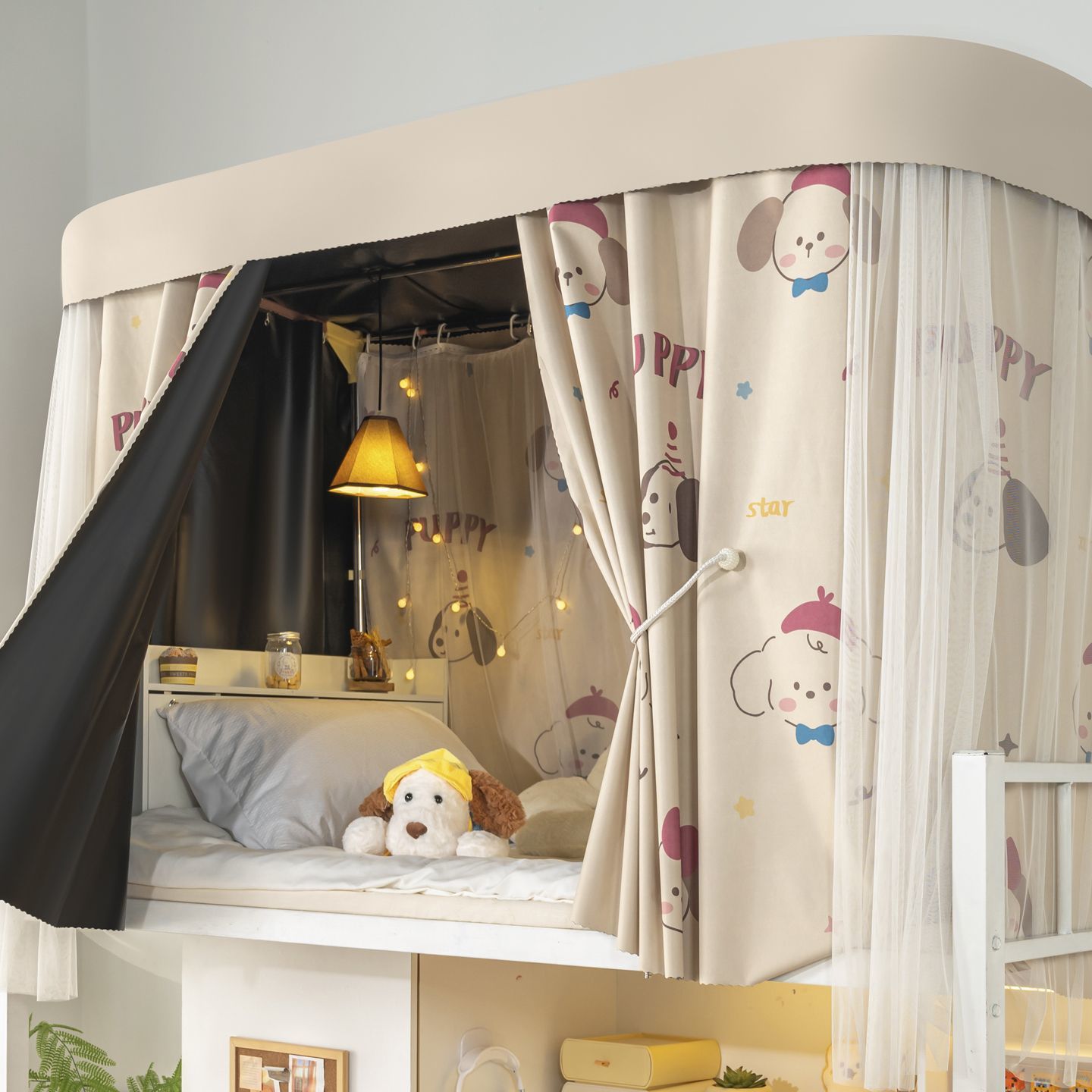 Cortina de cama de soporte de pista tipo u dormitorio de estudiantes universitarios fuerte cortina de sombra cortina de riel deslizante dormitorio de dormitorio de la escuela