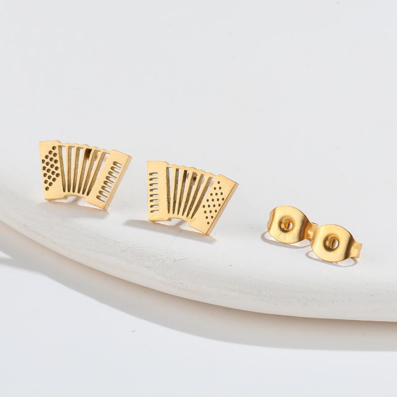 Simple Style Accordion Titanium Steel Ear Studs Plating No Inlaid Stainless Steel Earrings