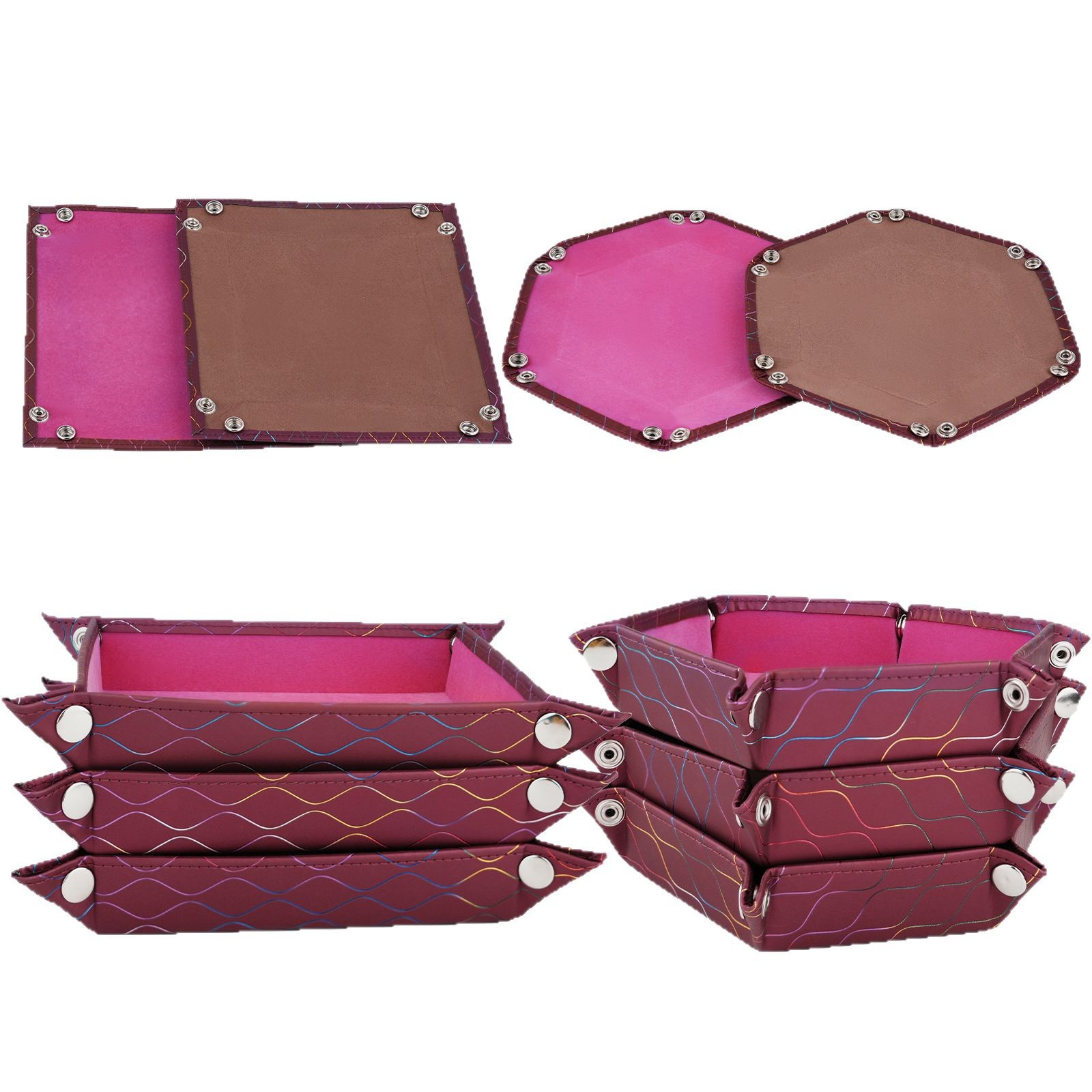 Transfronterizos para la nueva cesta de almacenamiento de cuero pu, bandeja de almacenamiento de escritorio, tela de lana de alta calidad, bandeja de manicuras al por mayor