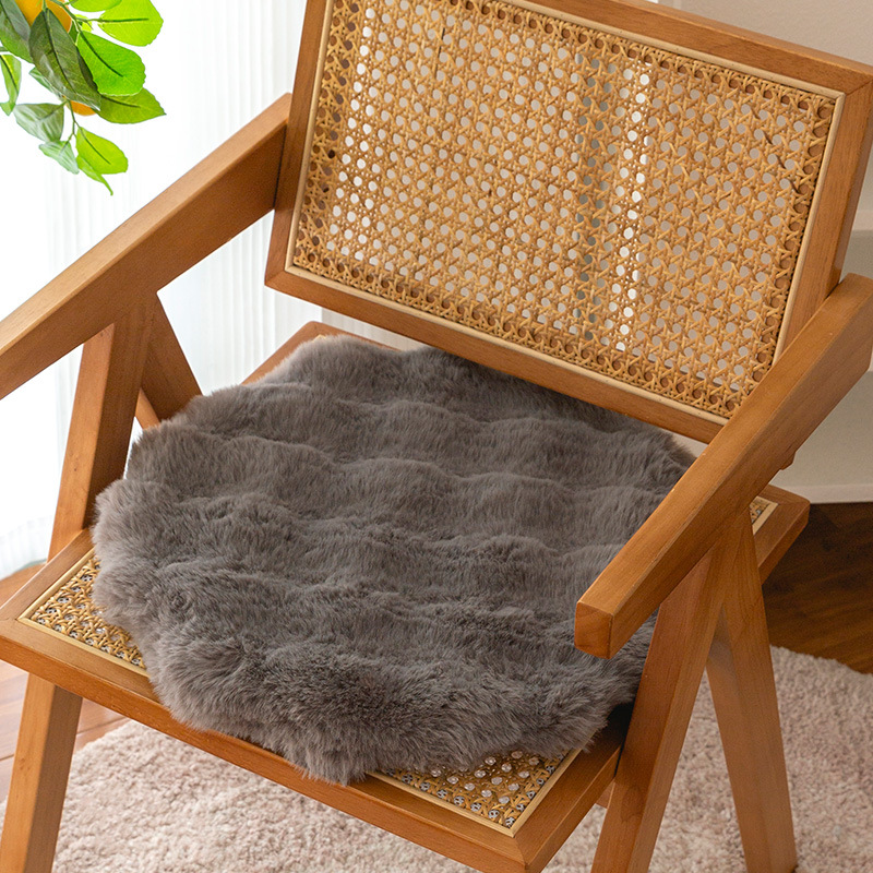 Rabbit velvet cushion-dark gray