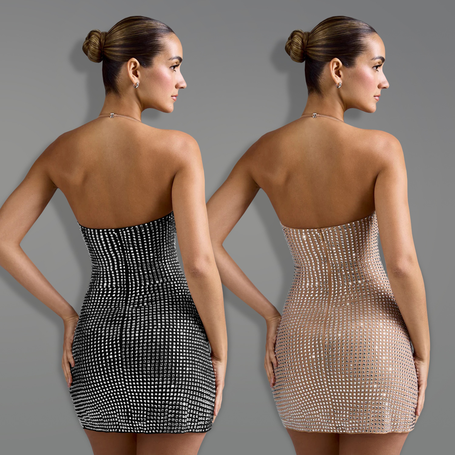 C7481 Aliexpress transfronterizo amazon moda europea y americana ropa de mujer sexy colgante de brazo de perforación vestido vestido corto