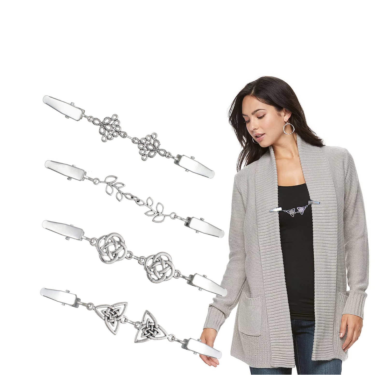 Venta caliente clip de cuello transfronterizo clip de suéter geométrico simple ropa rompevientos chal clip hebilla anti-exposición de las mujeres