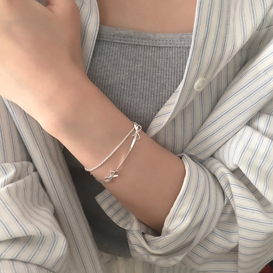 Bracelets Classification Sterling Silver Plating Bow Knot Bracelets