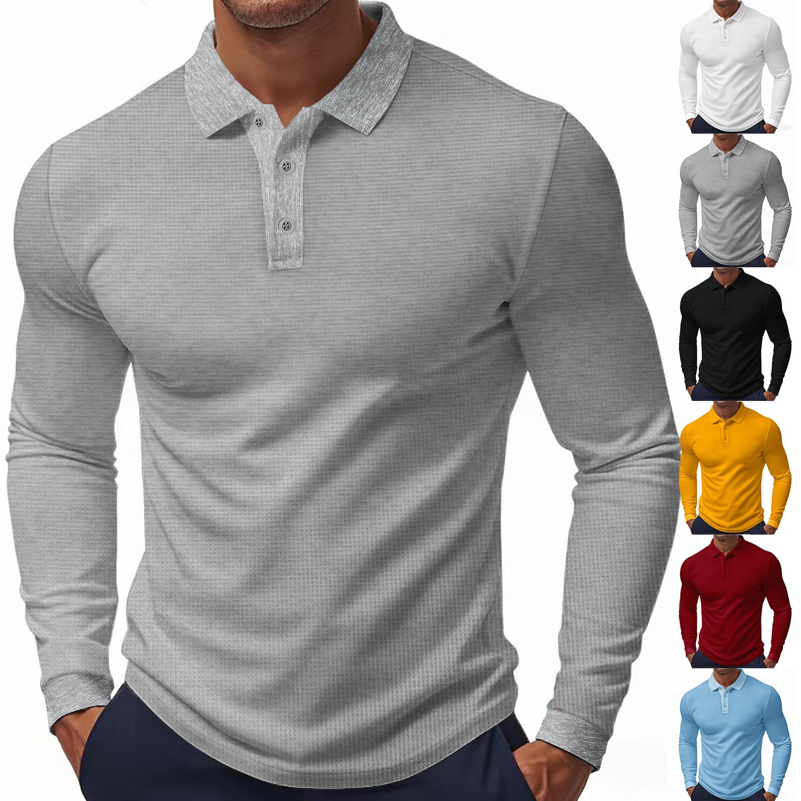 2025 Cross-Border American Spring & Fall Thin Men's Quick-Drying Breathable Long-Sleeved Polo Polo Golf Casual T-Shirt for Men