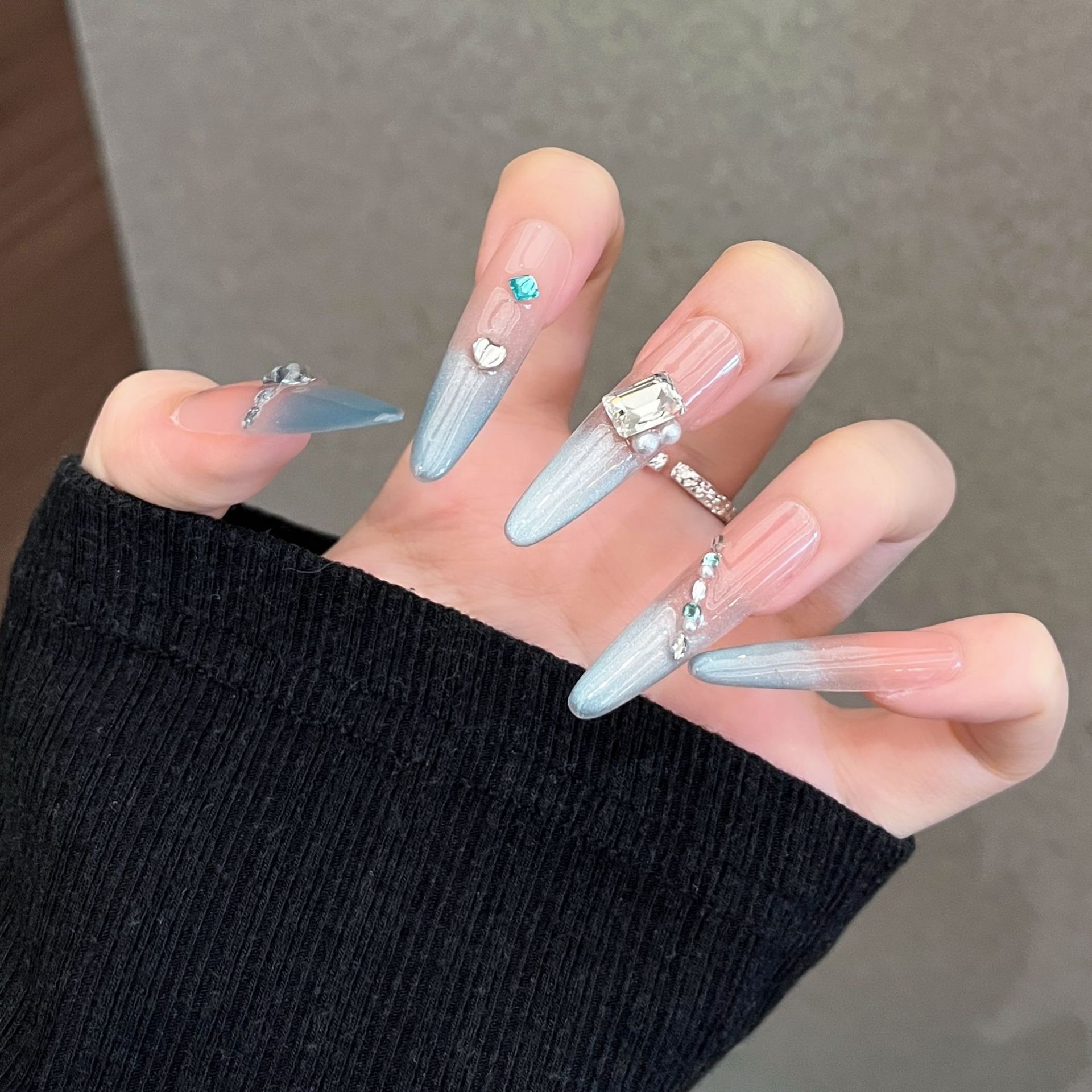 Armadura de vestir Perro largo y delgado azul 4.0 Ojo de gato uñas de uñas Parche de uñas terminado Parche de uñas de uñas extraíble