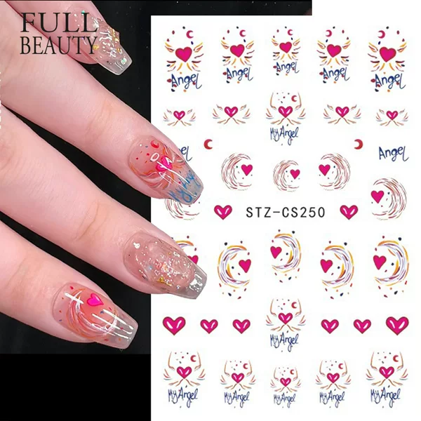 New nail stickers ins cartoon dopamine rainbow French girl love adhesive nail stickers wholesale nail