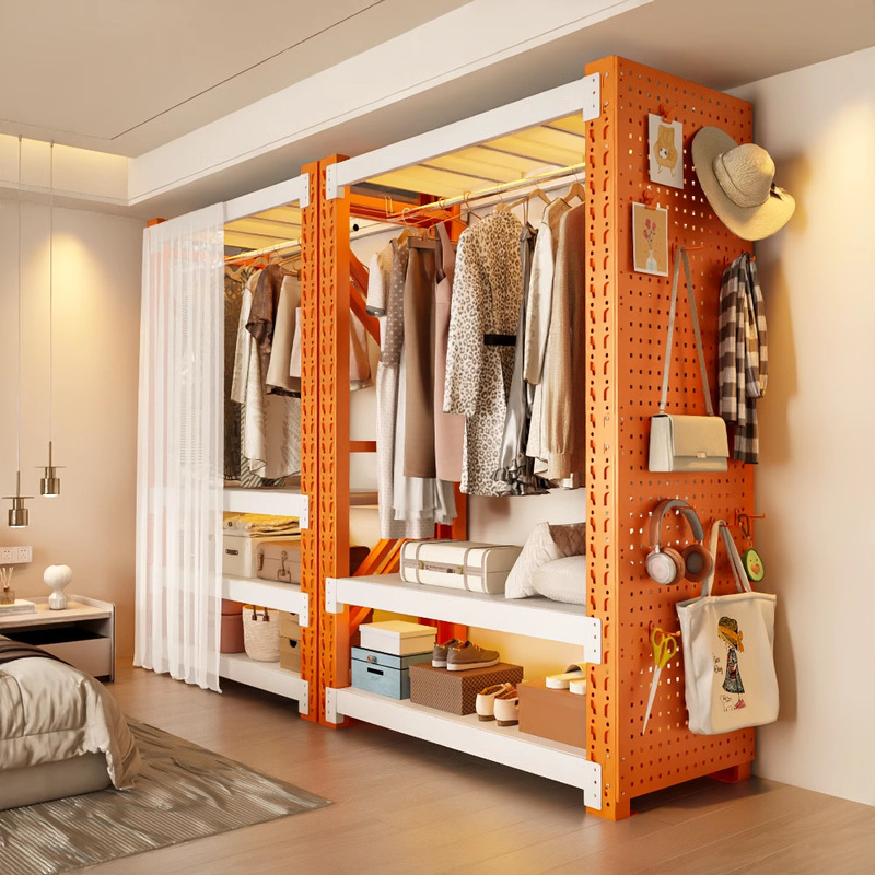 Open Clothes Hanger Bedroom Storage Cabinet Simple Assembly Floor Storage Rack Coat Rack Rental Shelf Wardrobe