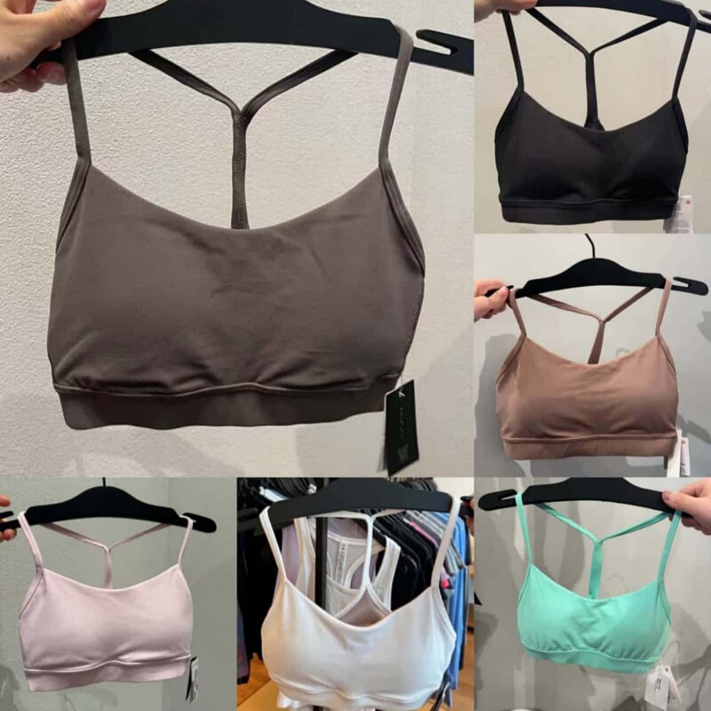 Lulu Original Flow Y Beautiful Back Yoga Vest, Barely-There Feel, Skin-Friendly, Shockproof, Gathered Sports Bra with Chest Pads for Women