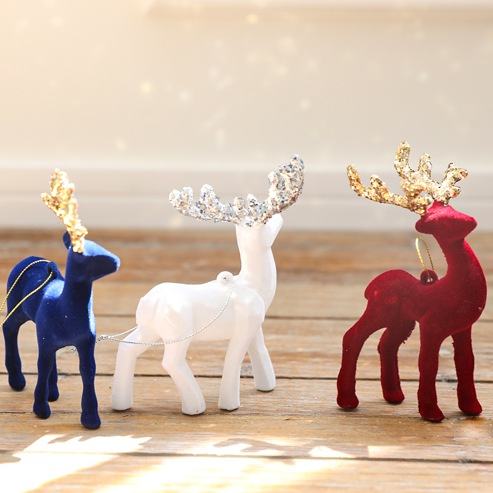 Navidad alce colgante decoración del árbol de Navidad polvo brillante vello adornos nordicos INS vello vello Navidad