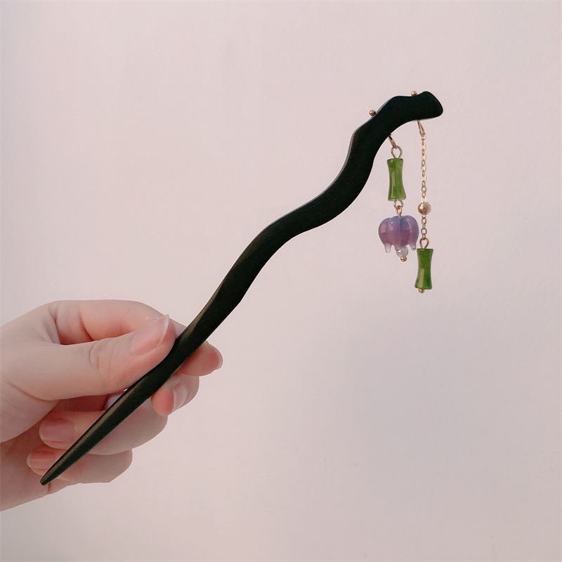 Nuevo estilo chino de madera bordilla pinzas de cabello para mujeres estilo antiguo pinzas de cabello de madera moderna simple pinzas de cabello pinzas de cabello adornamiento de cabello