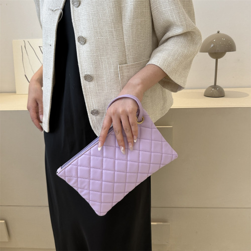 New style bag women's clutch bag contrasting diamond casual bag summer solid color large capacity hand envelope bag