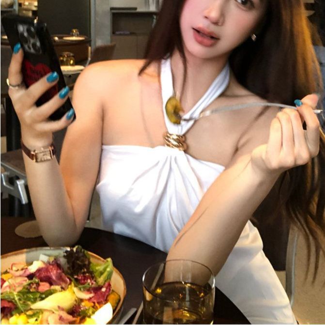Women's Backless Halter Crop Top - Summer Bodycon Sleeveless Bustier In Black, White, Coffee_ecoleips.com