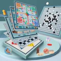 Multifunctional nine-in-one large drawer-type cover educational children's game checkers, flight chess, backgammon tabletop game